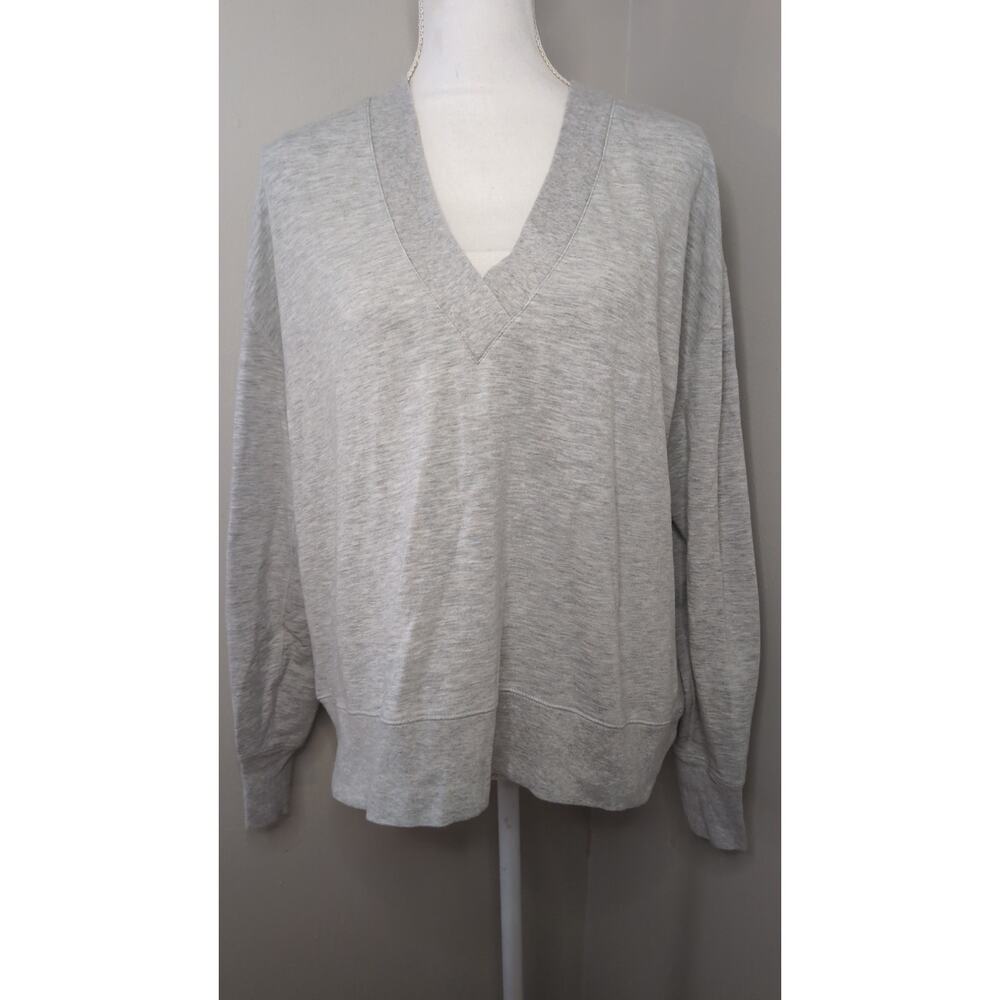 Rag & Bone Flora Gray V-Neck Sweatshirt Relaxed Fit Size Medium